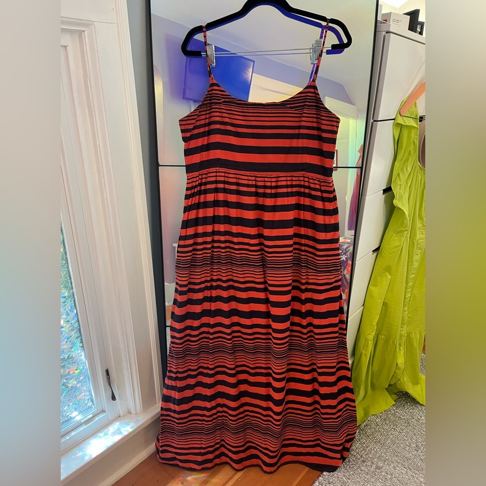 EUC Red/Navy Stripe Maxi Dress